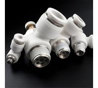 Pneumatic Fitting Pipe Connectors White Hose Fittings 1/4 1/2 6mm 8mm Thread Quick Coupling Air Tube Connector 1Pcs(4-M5 (4mm-M5),PCF)