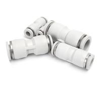 Pneumatic Fitting Plastics Pipe Connectors White Fittings 6mm 8mm Adapter Thread Tube Connector 1Pcs(PU,6mm)