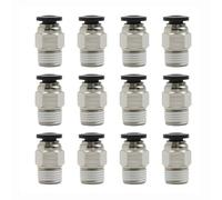 Pneumatic Fittings PC4-M5,Quick Plug Brass PTFE Adapter Tubing Connectors 4mm,Self Sealing Pneumatic Connector Fittings,Wear Resistant,Corrosion Resistant,High and Low Temperature,12PCS