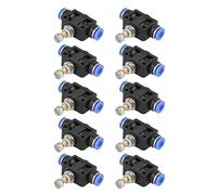 Pneumatic Flow Control Valve | 6mm Push in Speed Controller for Cylinders/Automation Equipment | 10 - Piece Set with Quick Connector & Release Ring