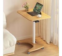 Pneumatic Lift Table, Mobile Standing Desk, Foldable and Reversible Portable Lectern Podium Stand, Alloy Lifting Column Pulpit with 4 Rolling Wheels brown