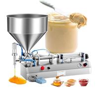 Pneumatic Liquid and Paste Filling Machine, 40-1500ml Piston Filler, Semi-Automatic Dispenser with Pedal and Funnel for Juices, Milks, Alcohol, Cosmetics, Oil, Honey
