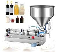 Pneumatic Liquid and Paste Filling Machine 5-1000ml Semi-Automatic Piston Filler with Hopper for Oil, Cream, Lotion, Honey, Butter
