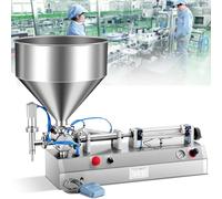 Pneumatic Liquid Filling Machine 5-1500ML,Horizontal Single-head Semi-Automatic Paste Filler with 35L Paste Filling Machine Hopperfor Cream Liquids Shampoo or Cosmetics,110V,200ML