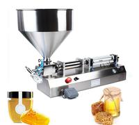 Pneumatic Liquid Filling Machine, Horizontal Piston Filler with Hopper, Adjustable Pressure and Speed 1-25 Cans/Min for Creams, Liquids, Viscous Substances 200ml