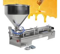 Pneumatic Liquid Filling Machine, Stainless Steel Horizontal Paste and Liquid Bottle Filler, Adjustable Speed with Foot Pedal for Creams and Oils