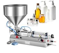 Pneumatic Liquid Paste Filling Machine for Oils, Sauce, and Juice with 1000ml Hopper - Horizontal Design for Small Business Optimization