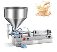 Pneumatic Paste Filling Machine, Stainless Steel Liquid Bottle Filler with Pedal Control, Adjustable Speed & Volume, for Sauce Cream Cosmetic Honey