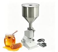 Pneumatic Paste Liquid Filling Machine, 5-50ml Bottle Filling Machine, With Foot Switch, Vertical Mixing Hopper, Adjustable Filling Volume, For Drink Essential Oil Cosmetic Honey Lotion