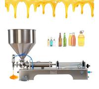 Pneumatic Paste Liquid Filling Machine, Semi-Automatic with 30L Hopper, Stainless Steel Bottle Filler with Single Nozzle