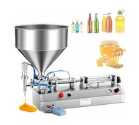 Pneumatic Piston Filler for Liquid and Paste, 30L Hopper, 300W, 15-35 Cans/Min, Automatic Bottle Filling Machine with Leak-Proof Nozzle, 50-500ml Capacity