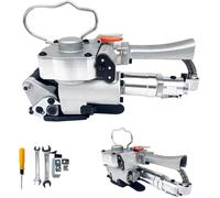 Pneumatic Pla-stic Strapping Machine Handheld Buckle-free Strapping Machine for PP/PET Belt, 3500N Max Tension Friction Seal, Automatic Packaging Tool for Heavy Industrial Bundling(A-19)