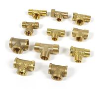 Pneumatic Plumbing Brass Pipe Fitting Male/Female Thread 1/8" 1/4" 3/8" 1/2" BSP Tee Type Copper Fittings(Female-F-M,1/2")