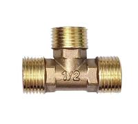 Pneumatic Plumbing Brass Pipe Fitting Male/Female Thread 1/8 1/4 3/8 1/2 Tee Type Copper Fittings Water Oil Gas Adapter(Male-M-M,3/8")