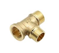 Pneumatic Plumbing Brass Pipe Fitting Male/Female Thread 1/8" 1/4" 3/8" 1/2" Tee Type Copper Fittings Water Oil Gas Adapter(FMM,3/8")