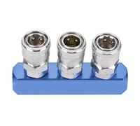 Pneumatic Quick Connect Fitting, 12mm Female Quick Coupling for Air Hose, PT1/4 Thread, Steel Body with Copper Cores (Straight 3 Way)