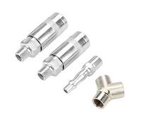 Pneumatic Quick Fitting Y Piece 3 Way Connector for Air Pump and Compressor Systems - 1/4 Inch BSP Thread Size - Galvanized Iron Construction for Compressed Air Hose Lines