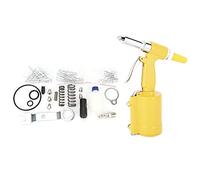 Pneumatic Rivet Gun, Air Riveter Tool with 0.09/0.13/0.16/0.19in Gun Mouths, Style Inlet Connector, Professional Riveting Tool for Car and Motorcycle Repair, Aviation Alum