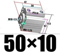Pneumatic SDA Compact Air Cylinder Bore 50MM Port 1/4" Mini Single Rod(50X10,Without Magnetic)