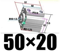 Pneumatic SDA Compact Air Cylinder Bore 50MM Port 1/4" Mini Single Rod(50X20,with Magnetic S)