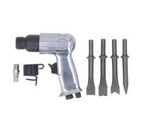 Pneumatic Shovel Kit and Industrial Air Chisel Set with 4500 BPM 41 mm Piston Stroke 1/4 Inch PT Inlet 3/8 Inch Pipe Intake Alloy Steel Heat Treated Piston 4 Chisel Bits