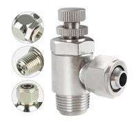 Pneumatic Speed Control Valve, Copper Push-to-Connect Air Flow Regulator for PU/Nylon/PE Hoses, 0-8 bar Pressure, 5×3×1.5 cm