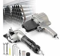 Pneumatic Steel Strapping Machine for 1.25in Width Metal Belt, Heavy Duty Air Combined Split Banding Tool, Tensioner and Cutter Sealer for High Tensile Packaging(25mm/0.98in)