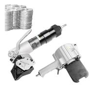 Pneumatic Steel Strapping Machine, Metal Strapping Tool, Tensioner and Cutter, Sealer, Heavy-Duty Baler for 19/25/32mm Width Strapping, Packaging Machine 19mm