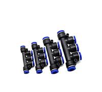 Pneumatic Straight Push Connectors， Pneumatic Quick Release Connectors PK 5 Ways Plastic Blue 4mm-12mm Air Hose Fittings(12mm)