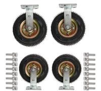 Pneumatic Swivel Caster Wheels | Heavy Duty Rubber Castor Wheel Set Top Plate Fixed Air Filled Ideal for Cabinets, Tables, Shelves of 4 Casters with Inner Tubes