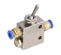 Pneumatic Valve TAC2-31V 2 Position 3 Way Mechanical Toggle Valve with 6mm Fitting, Brass Nickel-Plated Body, Stainless Steel Stem, Rc1/8'' Port for Air Systems