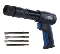 PNEUPACTURE Air hammer, NEU 250mm long barrel air chisel kit, with 4pcs chisels, with quick change retainer, 2200bpm, front exhuast, air chisel for shoveling and cutting