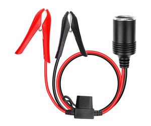 PNGKNYOCN 12V Battery Alligator Clip to Cigarette Lighter Extension Cable Featuring a 10A Fuse 18AWG for Vehicles, Outdoor Power Sources and Various In-Car Devices（0.6M）