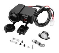 PNGKNYOCN 12V Motorcycle Dual USB Charger, Car Charger Power Outlet Waterproof Adapter with Cigarette Lighter Socket and Voltmeter for Phones/Tablets/GPS