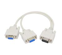 PNGKNYOCN 30cm DB9 Y Splitter Cable DB9 9 Pin 1 Male to 2 Female Rs232 Serial Splitter Adapter Straight-Through Cable for Connect Various Serial Interface Devices