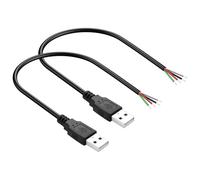 PNGKNYOCN 30cm USB DIY Pigtail Cable, 22AWG 5V/3A USB A Male Plug to 4 Pin Bare Wire Extension Data Cable for USB C Equipment Installed or Replacement Repair DIY Cable（2-pack） (Male)