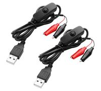 PNGKNYOCN 5V USB to Clip Cord with Power Control Button,USB Male to Alligator Clips Test Cable for Charge Testing Circuit Adapter(2 Pack)