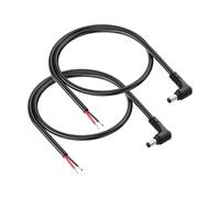 PNGKNYOCN 90 Degree DC 5.5 x 2.5mm Power Pigtails Cable,2 Pack 18AWG Right Angle DC 5.5mm x 2.5mm Male Plug to Bare Wire Open End Power Supply Repair Cord (0.5M)