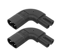 PNGKNYOCN Right Angle IEC 320 C7 to C8 Adapter，90 Degree Side Bend AC Power Adapter，250V 2.5A Figure 8 Male to Female Converter（2-pack）