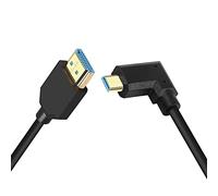 PNGKNYOCN Short 8K Micro HDMI to HDMI Cable,1FT/0.3M Right Angle Ultra High Speed 48Gbps Micro HDMI Male to HDMI Male Cable Support 8K@60HZ, 4K@120HZ (Left/0.3m)