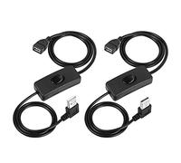 PNGKNYOCN USB Cable with On/Off Switch,2 Pack 3FT 90 Degree Left & Right Angle Upgraded USB A 2.0 Male to Female Data Power Switch Extension Cable(Left & Right 1M)