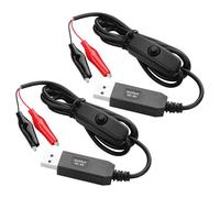 PNGKNYOCN USB to 9V Alligators Clips Cable with Power Control Button,USB Male to Alligator Clips Voltage Step Up Converter Cable (2 Pack)
