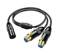 PNGKNYOCN XLR Y Splitter Cable, 0.5M/1.6FT, Balanced XLR 3 Pin Male to 2 Female, Microphone, PA Console, DAC, Guitar Amplifier, Professional Audio Equipment