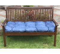 PnH BENCH CUSHION/SWING SEAT CUSHION with Blown Fibre Inner, PLUMP FILLED For Comfort, Many Colours & Sizes (3ft (91cm x 46cm), Blue Faux Suede)