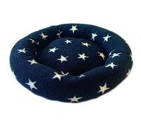 PnH Donut Snuggle Bed - Anti Anxiety Calming Dog Bed - Round Bed, Cosy - Sherpa Fleece (Blue/White Stars)