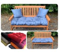 PnH Garden Bench/Swing Seat Cushion - 3ft, 4ft or 5ft - Blown Fibre Filling - LUXURY FAUX SUEDE, 9 STYLISH COLOURS - Available with or without Side Pillows (Denim Blue, 3ft Bench Cushion)