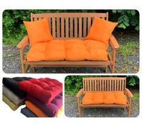 PnH Garden Bench/Swing Seat Cushion - 3ft, 4ft or 5ft - Blown Fibre Filling - LUXURY FAUX SUEDE, 9 STYLISH COLOURS - Available with or without Side Pillows (Autumn Orange, 4ft Set with Side Pillows)