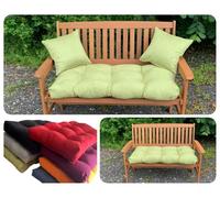 PnH Garden Bench/Swing Seat Cushion - 3ft, 4ft or 5ft - Blown Fibre Filling - LUXURY FAUX SUEDE, 9 STYLISH COLOURS - Available with or without Side Pillows (Apple Green, 3ft Set with Side Pillows)