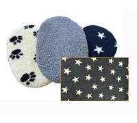 PnH® Sherpa Fleece Firm Fibre Pad for Oval Shaped Dog Beds, Generous 6cm Deep For Comfort - 7 SIZES - MANY COLOURS (Blue with White Stars, 30")