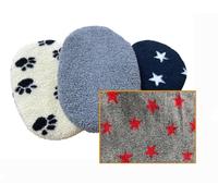 PnH® Sherpa Fleece Firm Fibre Pad for Oval Shaped Dog Beds, Generous 6cm Deep For Comfort - 7 SIZES - MANY COLOURS (Grey with Red Stars, 24")